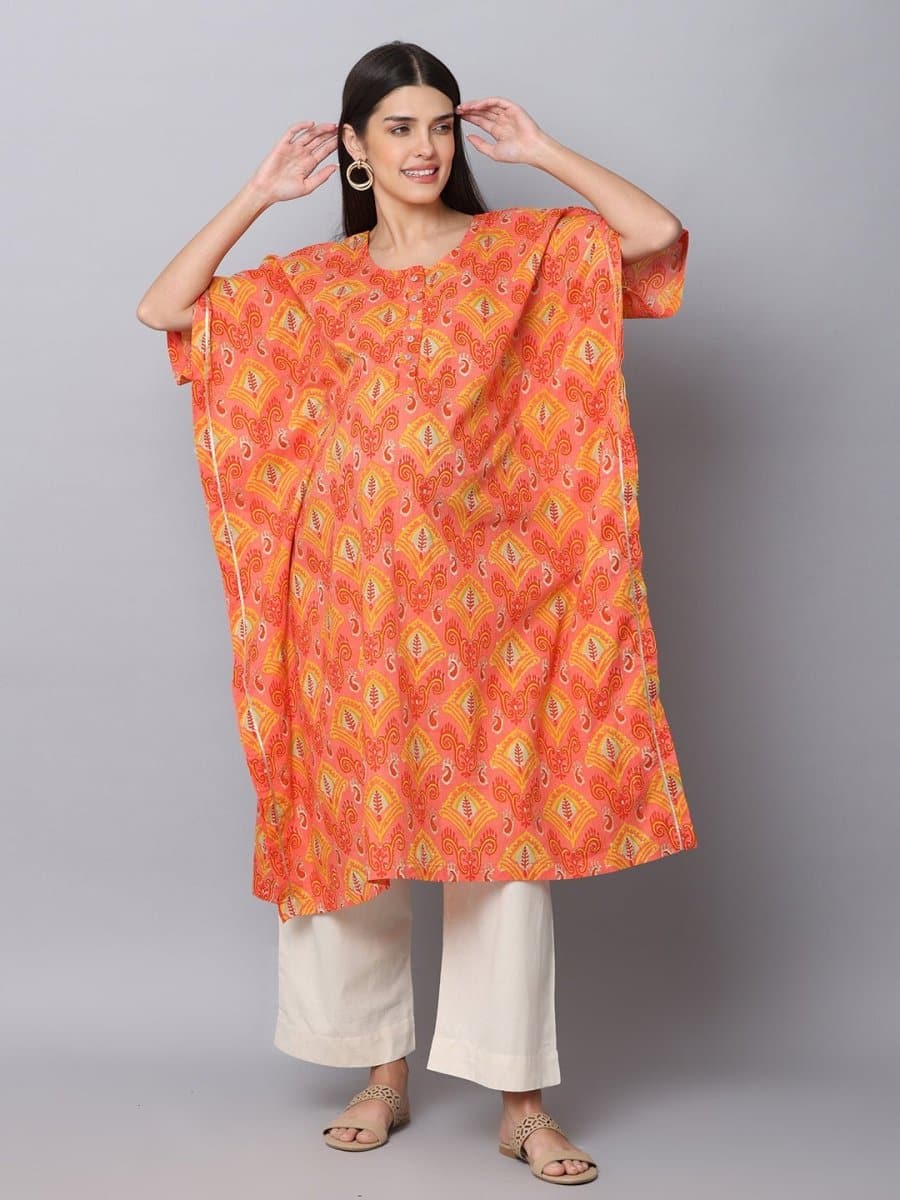  Rudra Maternity and Nursing Kaftan Kurta Set Yellow