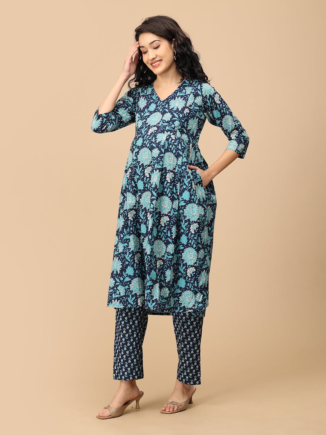  Azure Grace Maternity and Nursing Kurta Set Multi