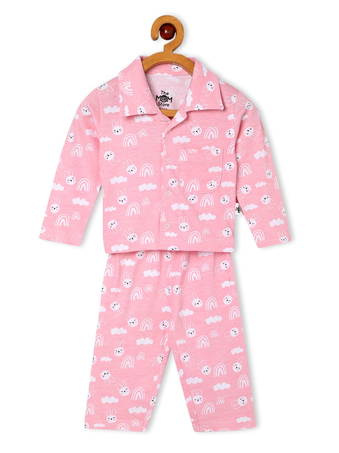 Pink Cutey Bunny Baby Kids Pajama Nightsuit Set