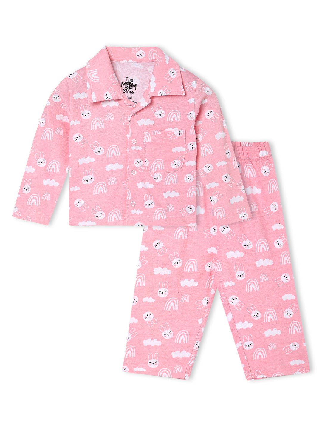  Pink Cutey Bunny Baby Kids Pajama Nightsuit Set