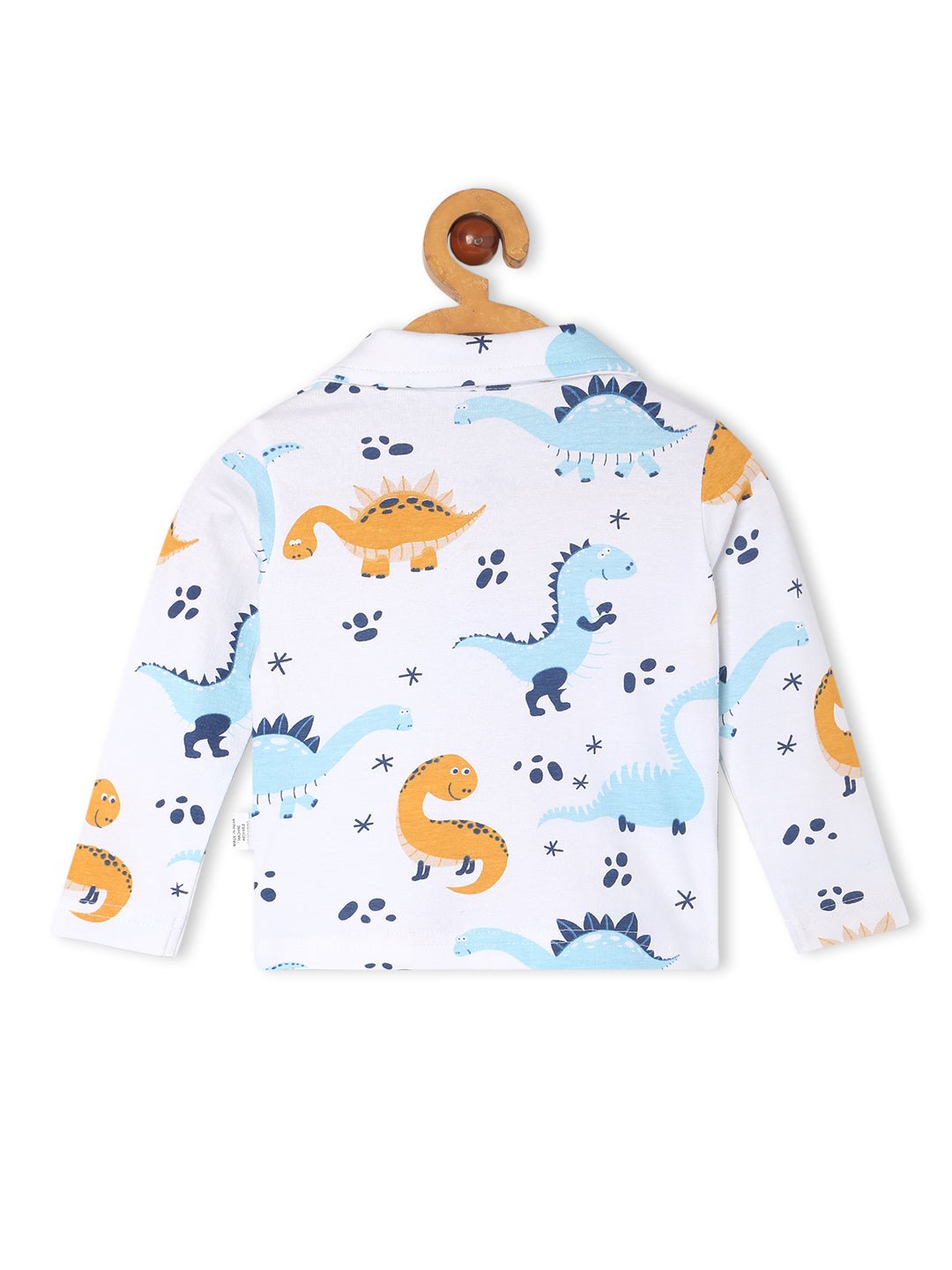  White Dino Trip Cotton Pajama Nightsuit Set