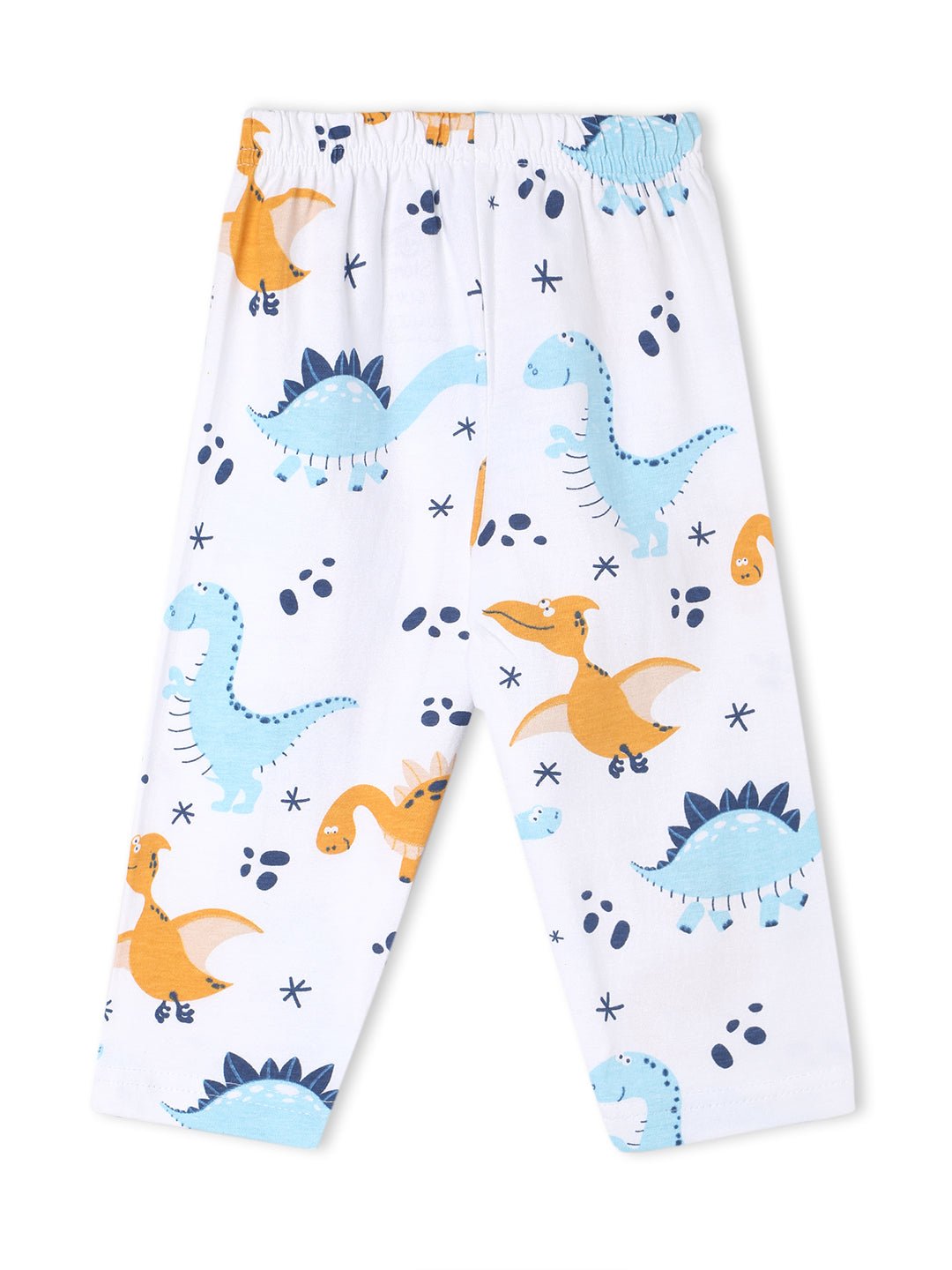  White Dino Trip Cotton Pajama Nightsuit Set