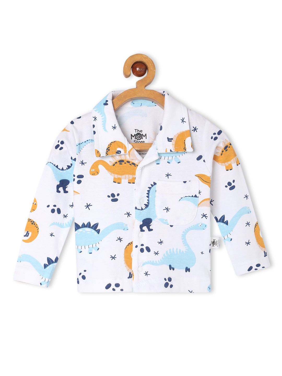  White Dino Trip Cotton Pajama Nightsuit Set