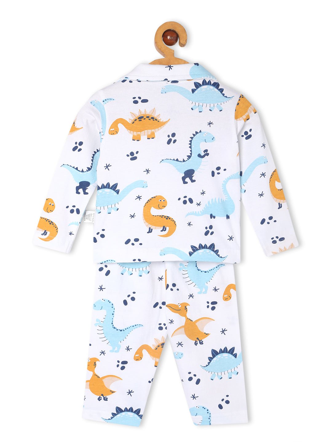  White Dino Trip Cotton Pajama Nightsuit Set