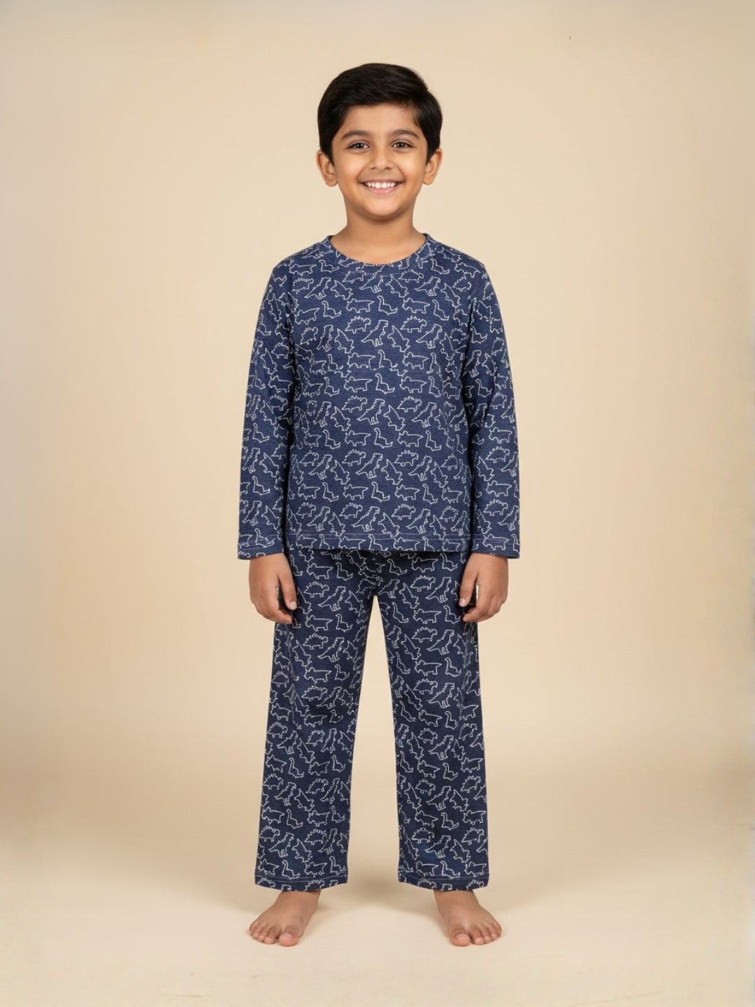  Blue Dinos Rule Printed Cotton Pajama Nightsuit Set
