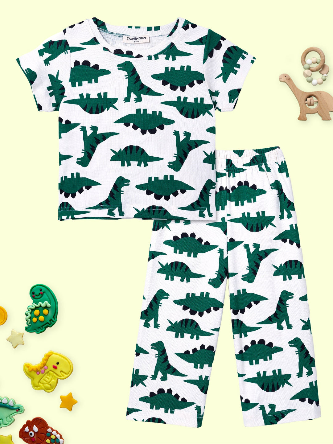 Multi Dreamasaurus Dino Printed Pajama Set For Kids