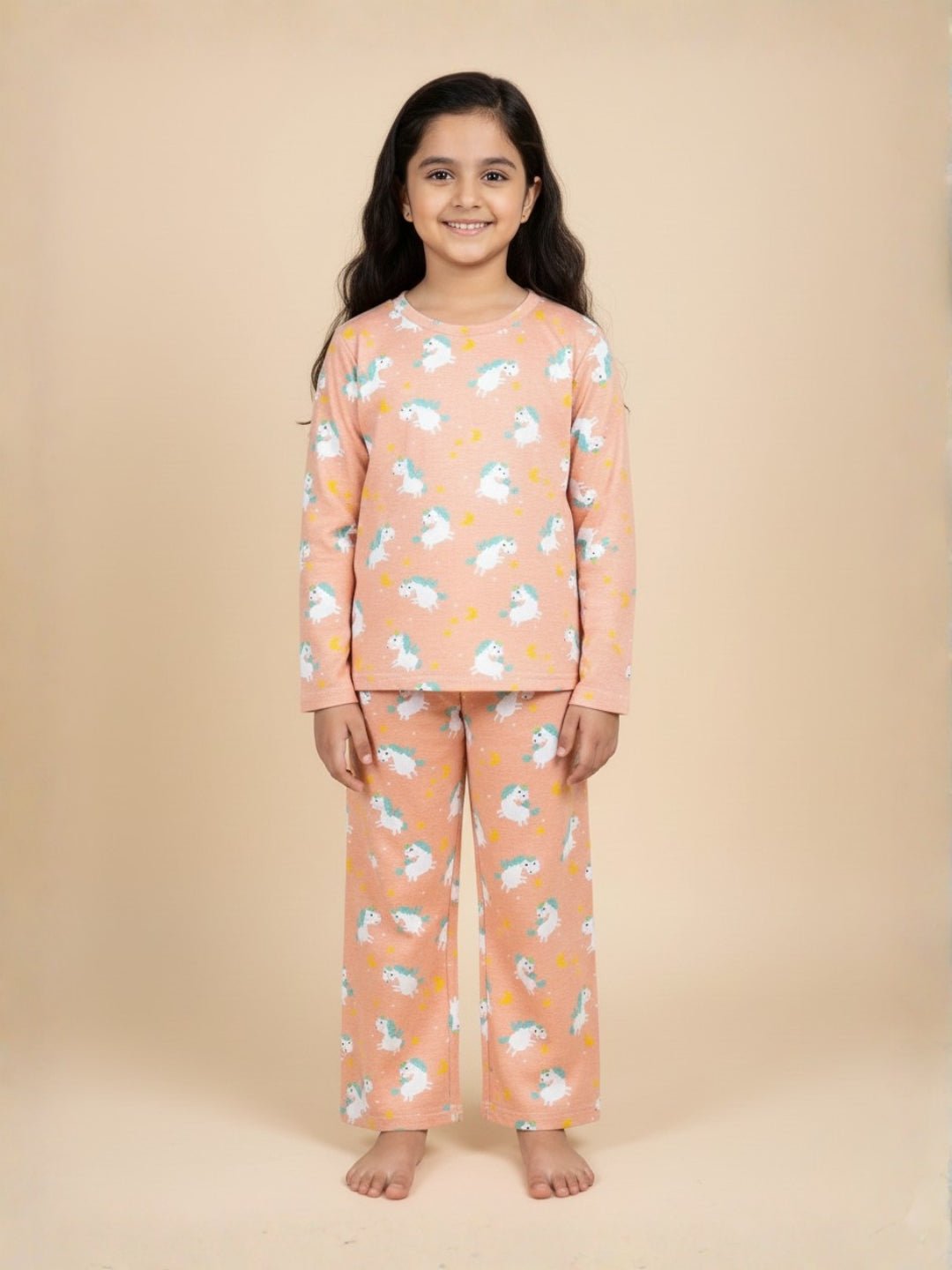  Peach Dreamy Unicorn Baby Kids Pajama Nightsuit Set