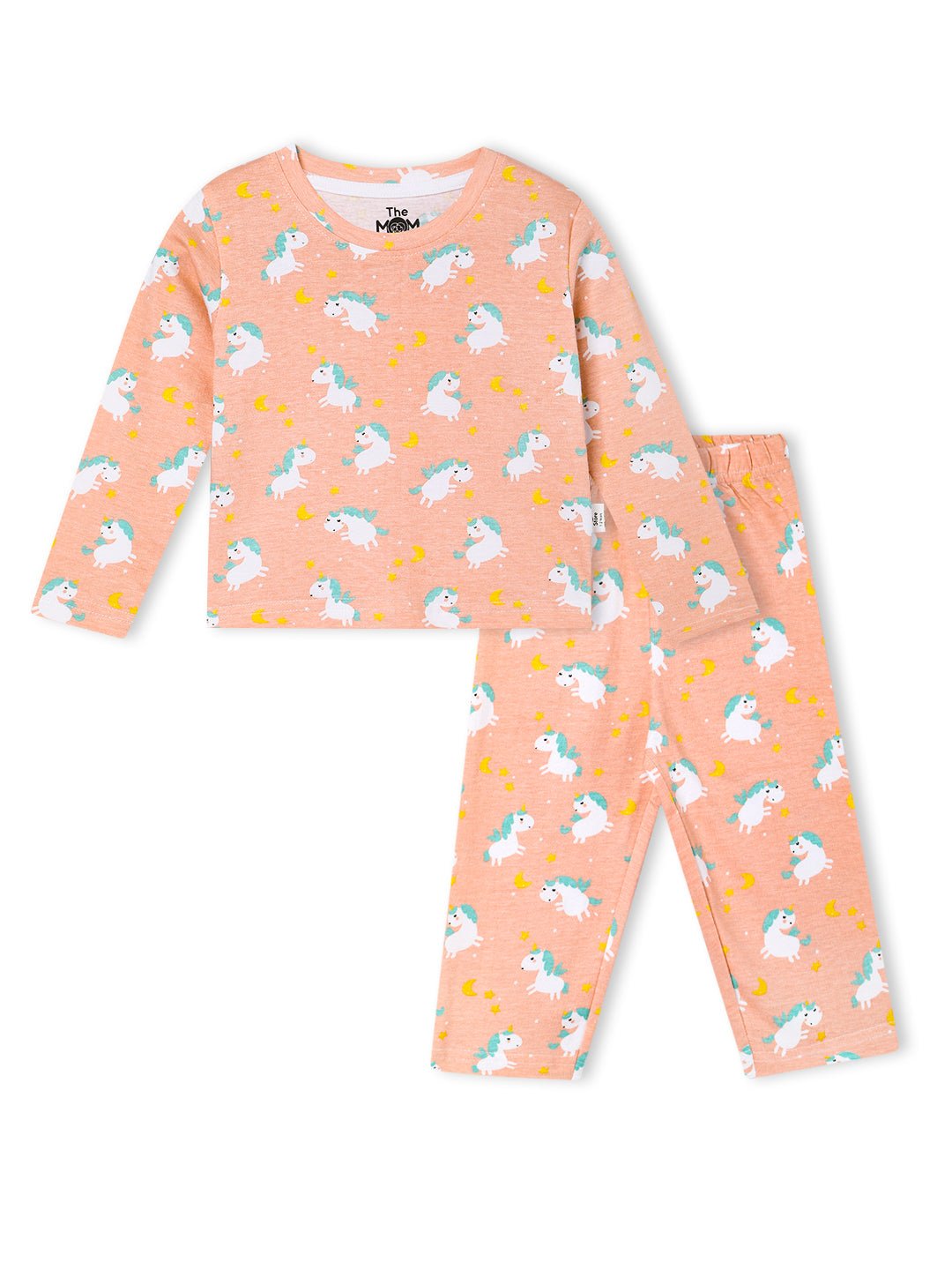 Peach Dreamy Unicorn Baby Kids Pajama Nightsuit Set