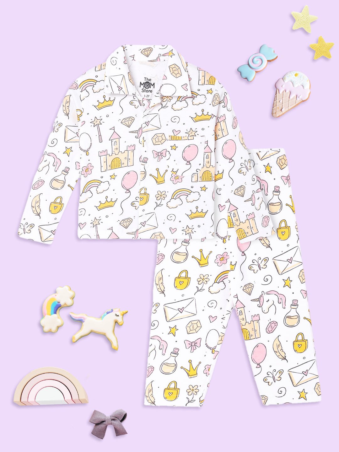  Fairy Princess Printed Baby Kids Pajama Nightsuit Set