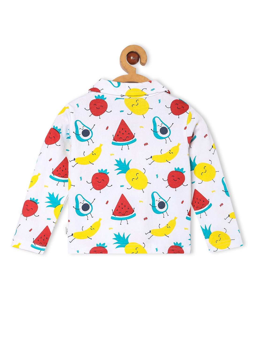 White Fruity Cutie Cotton Pajama Nightsuit Set For Kids