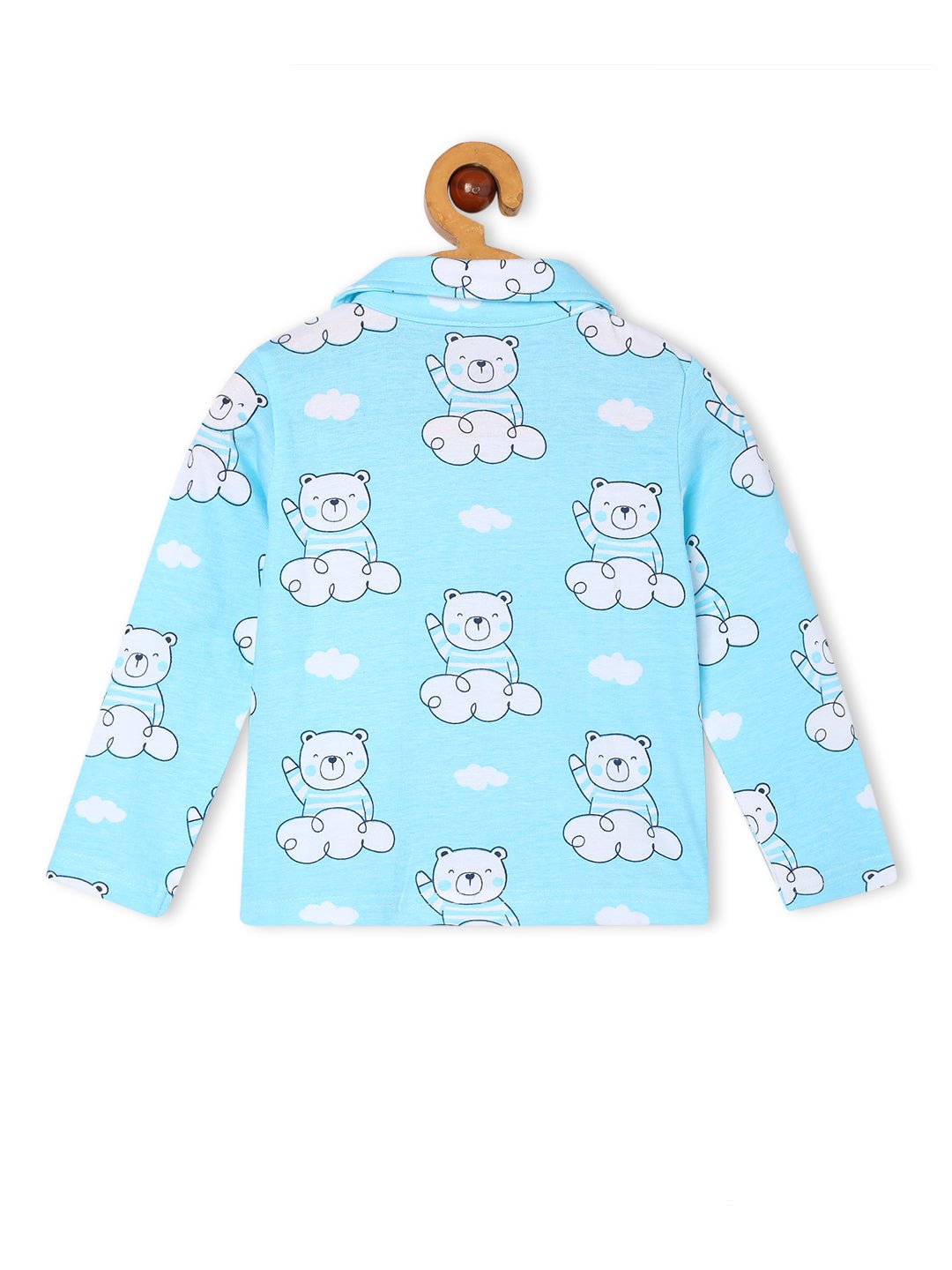  Light Blue Hello Bear Cotton Pajama Set For Kids