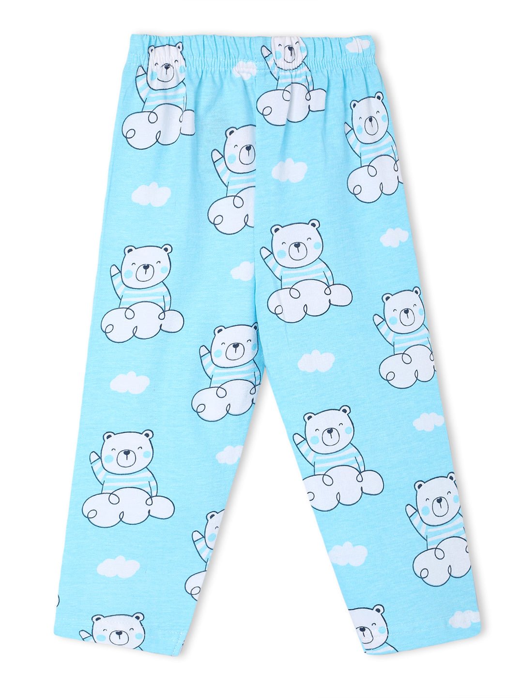  Light Blue Hello Bear Cotton Pajama Set For Kids