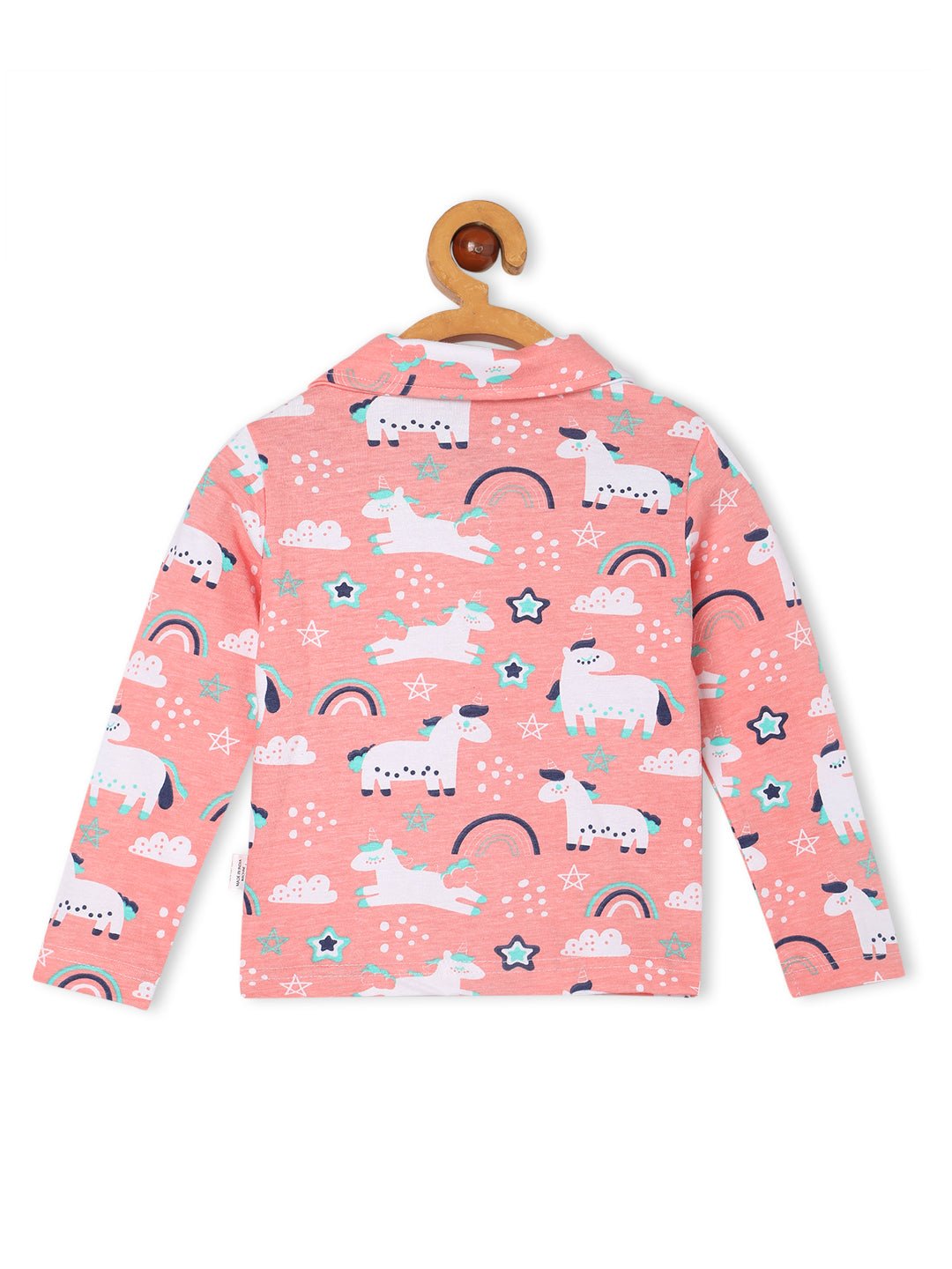 Peach Magical Unicorn Pajama Nightsuit Set For Kids