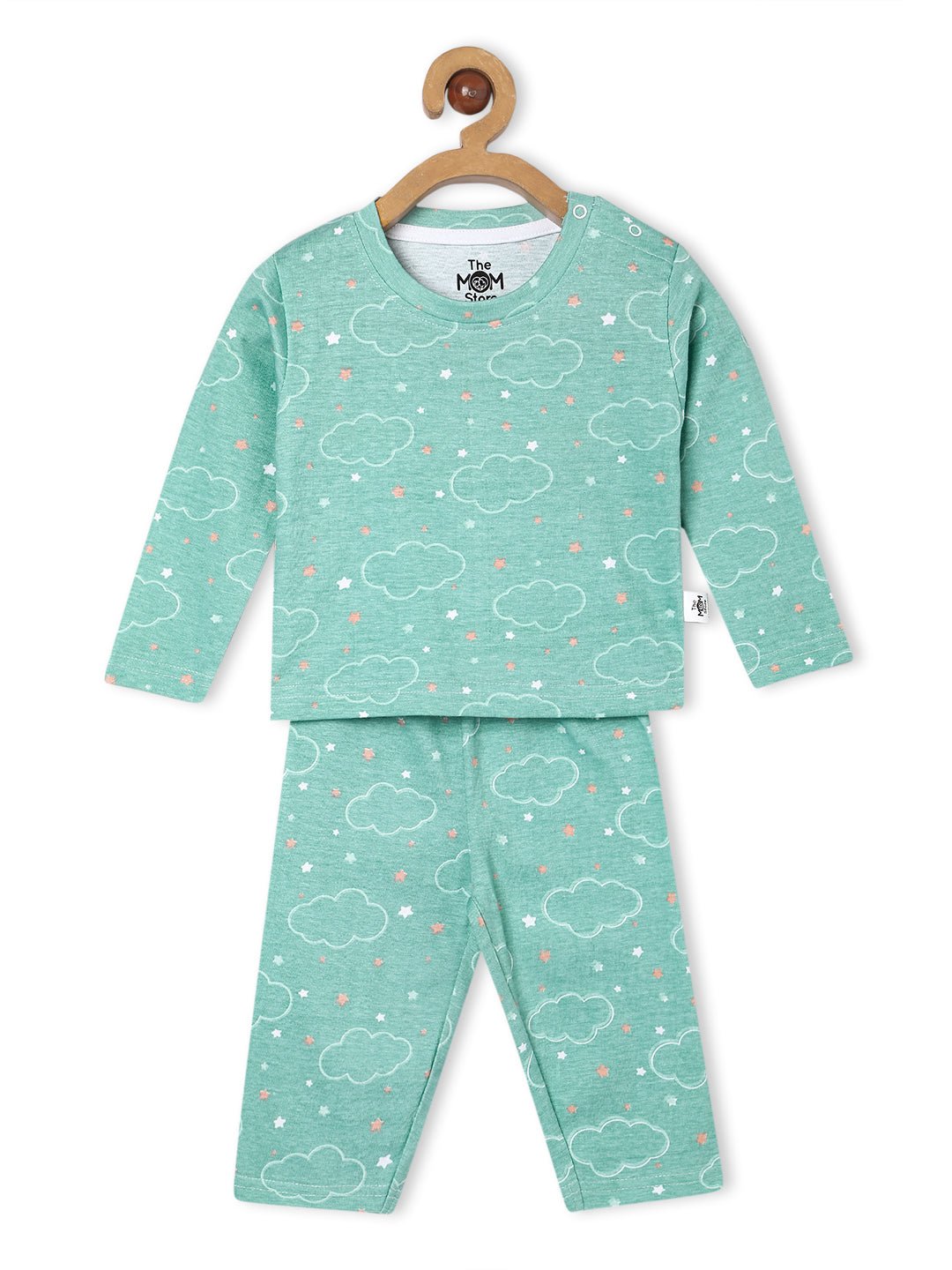  Aqua On Cloud Mine Printed Pajama Nightsuit Set For Kids