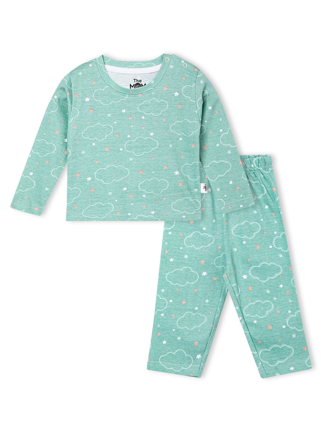  Aqua On Cloud Mine Printed Pajama Nightsuit Set For Kids