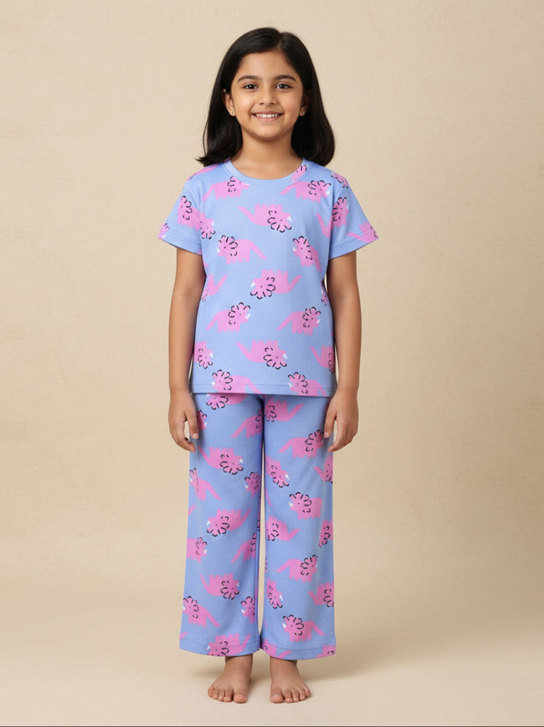 Multi Roar & Rest Animal Printed Pajama Set For Kids