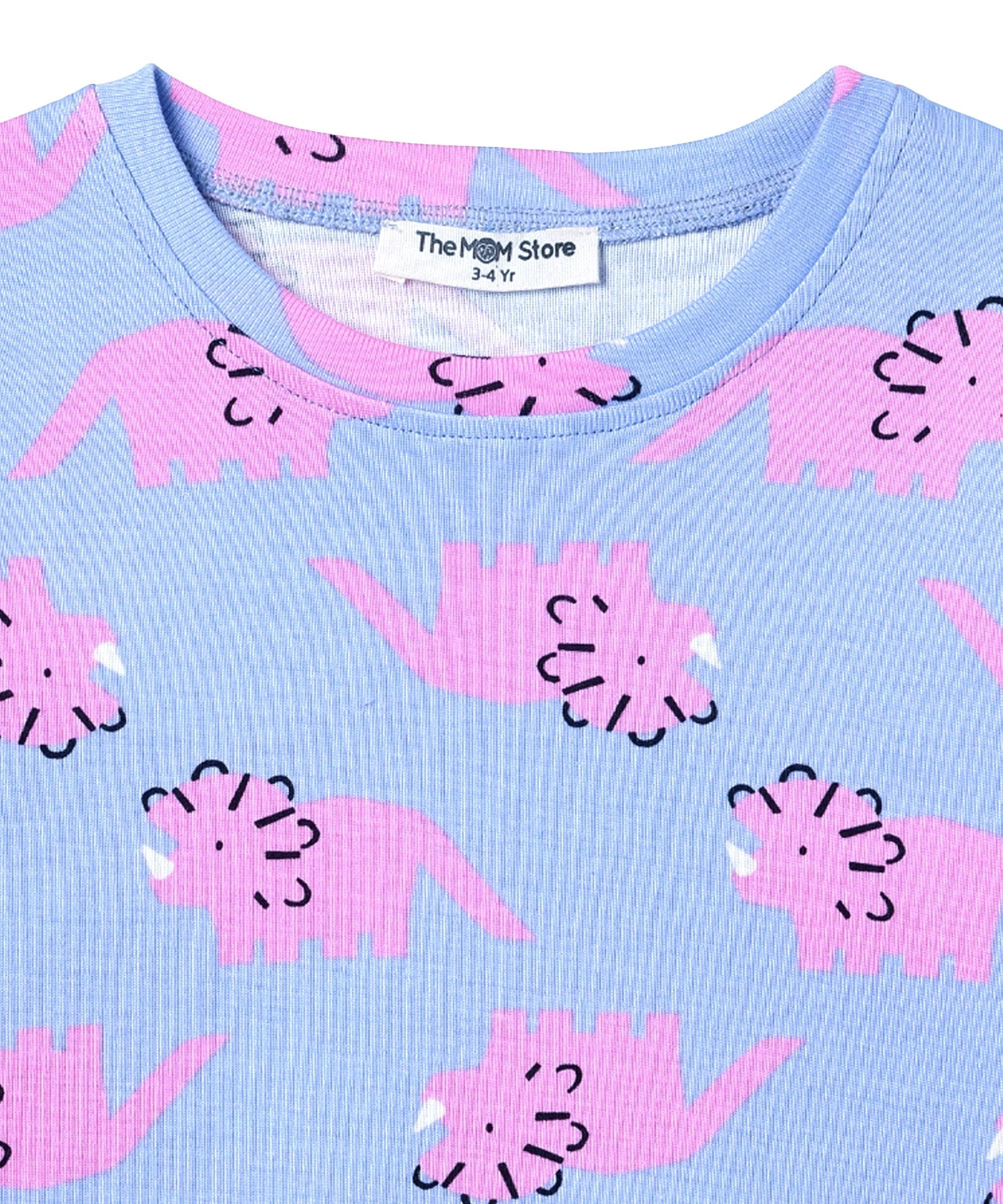Multi Roar & Rest Animal Printed Pajama Set For Kids