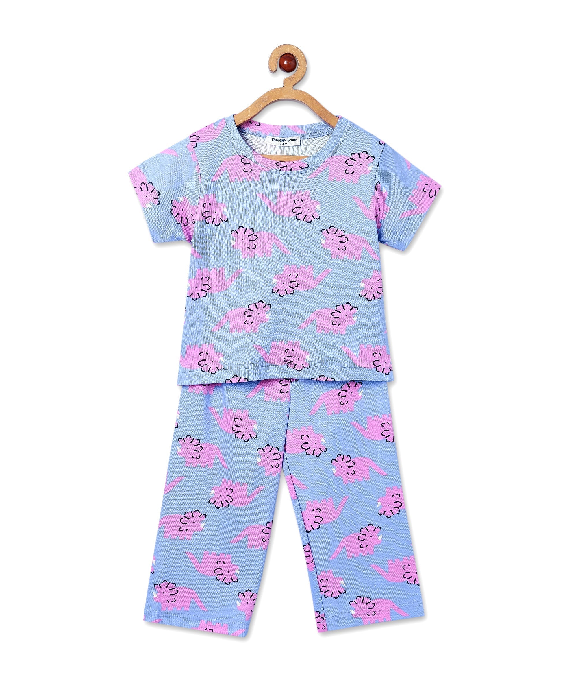 Multi Roar & Rest Animal Printed Pajama Set For Kids