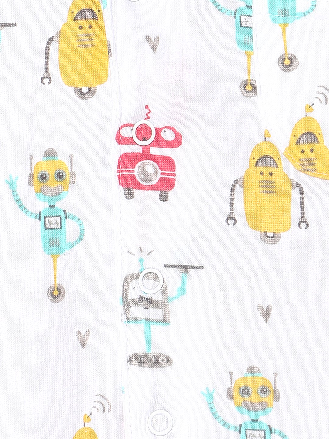 White Robo Club Pajama Nightsuit Set For Kids
