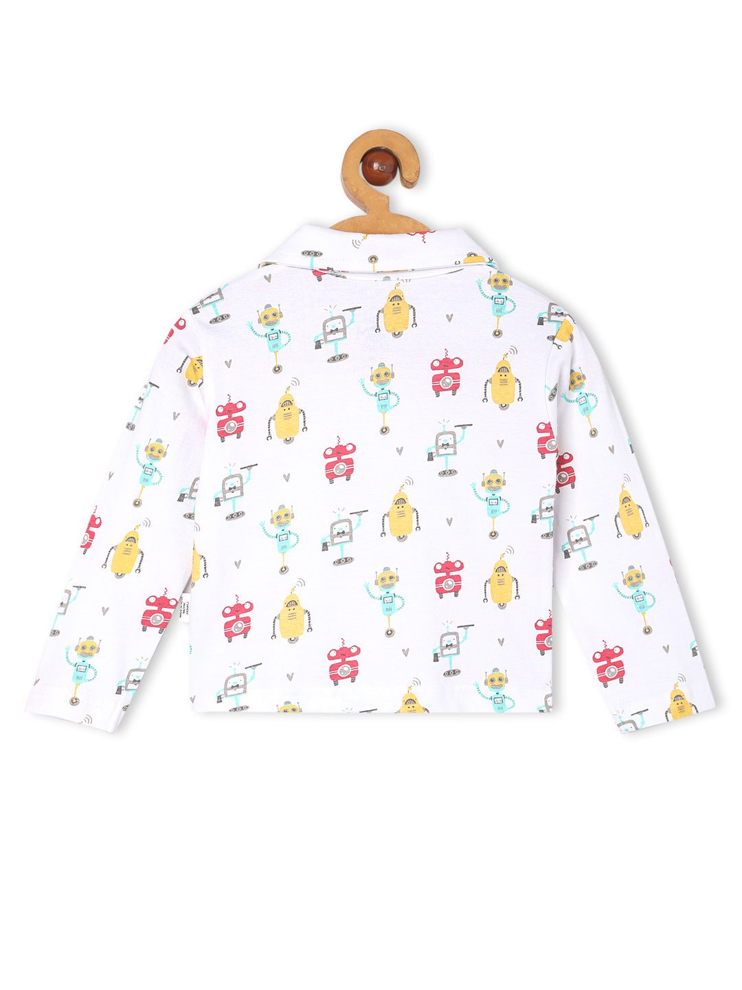 White Robo Club Pajama Nightsuit Set For Kids