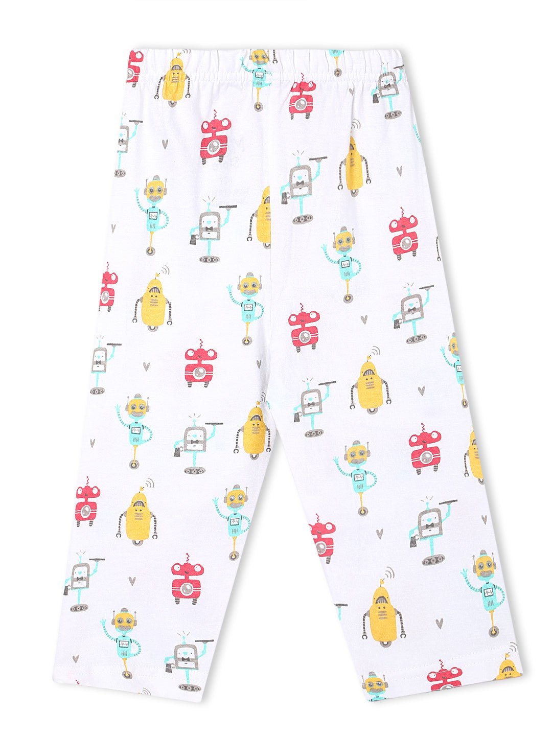 White Robo Club Pajama Nightsuit Set For Kids