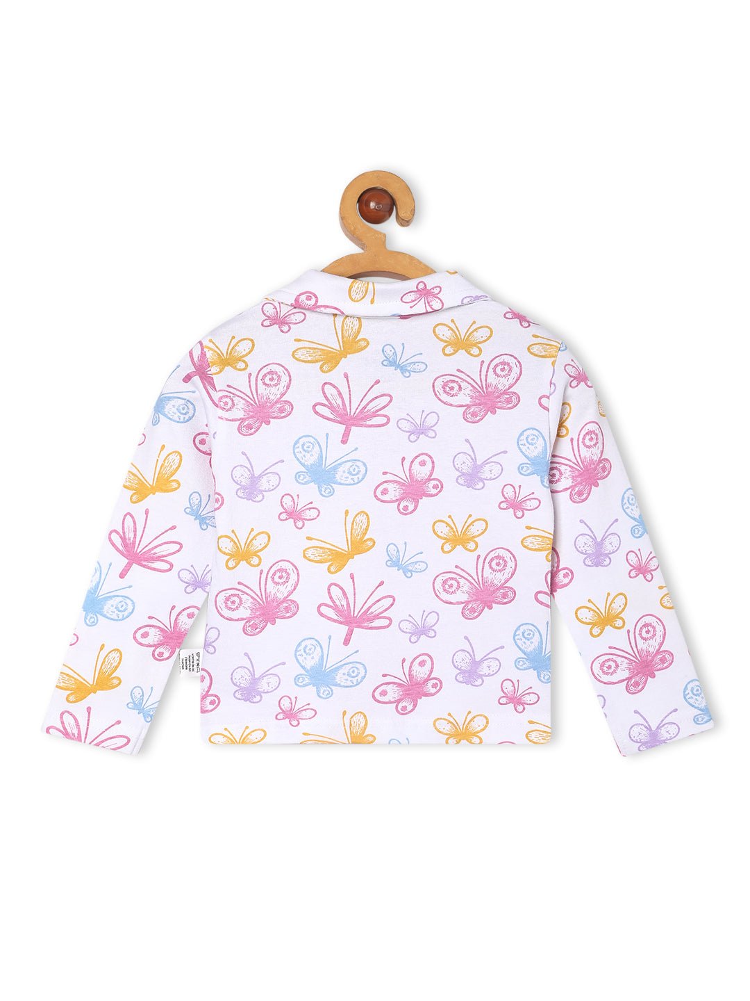  White Spring Wings Cotton Pajama Nightsuit Set For Kids