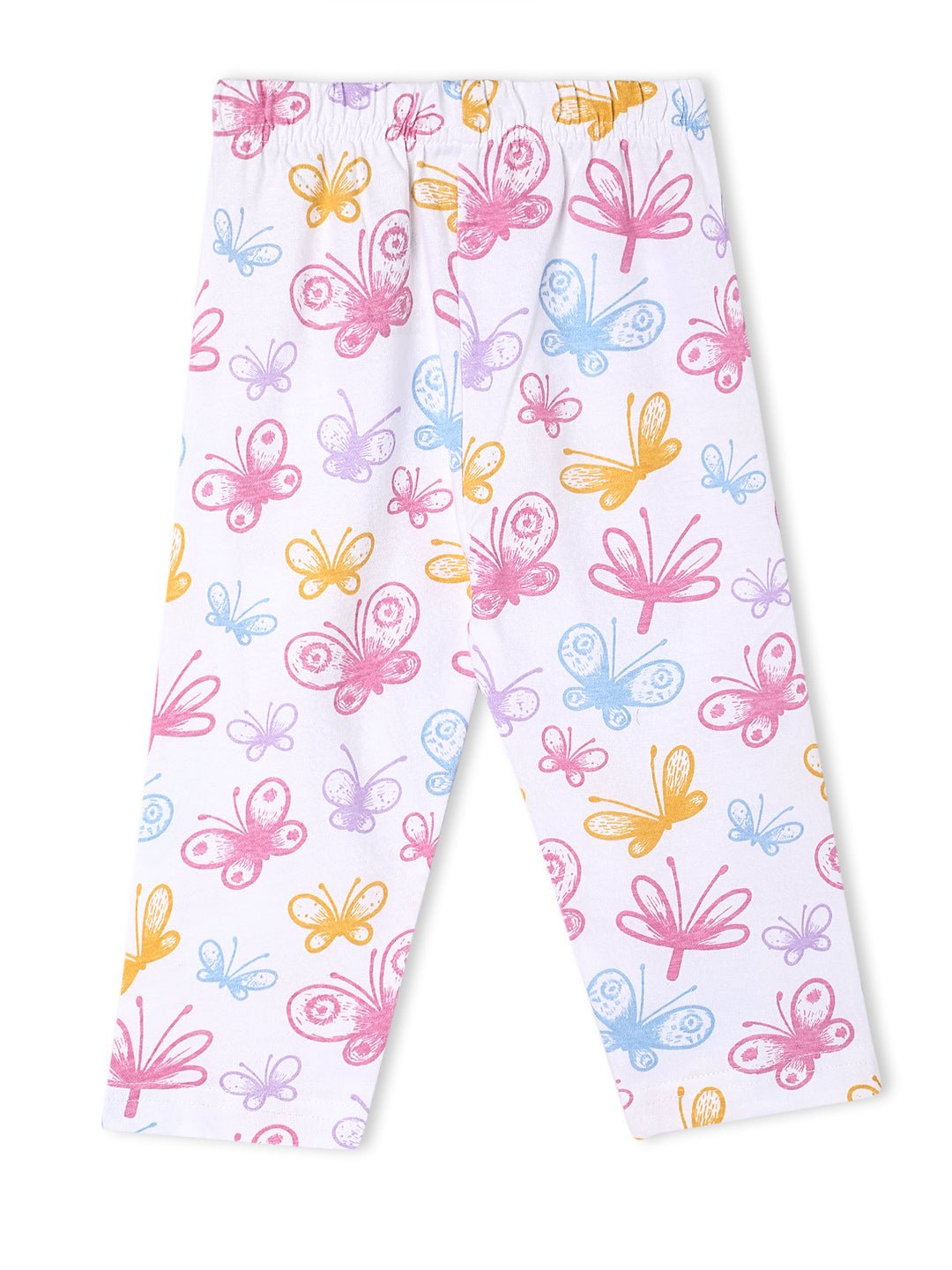  White Spring Wings Cotton Pajama Nightsuit Set For Kids