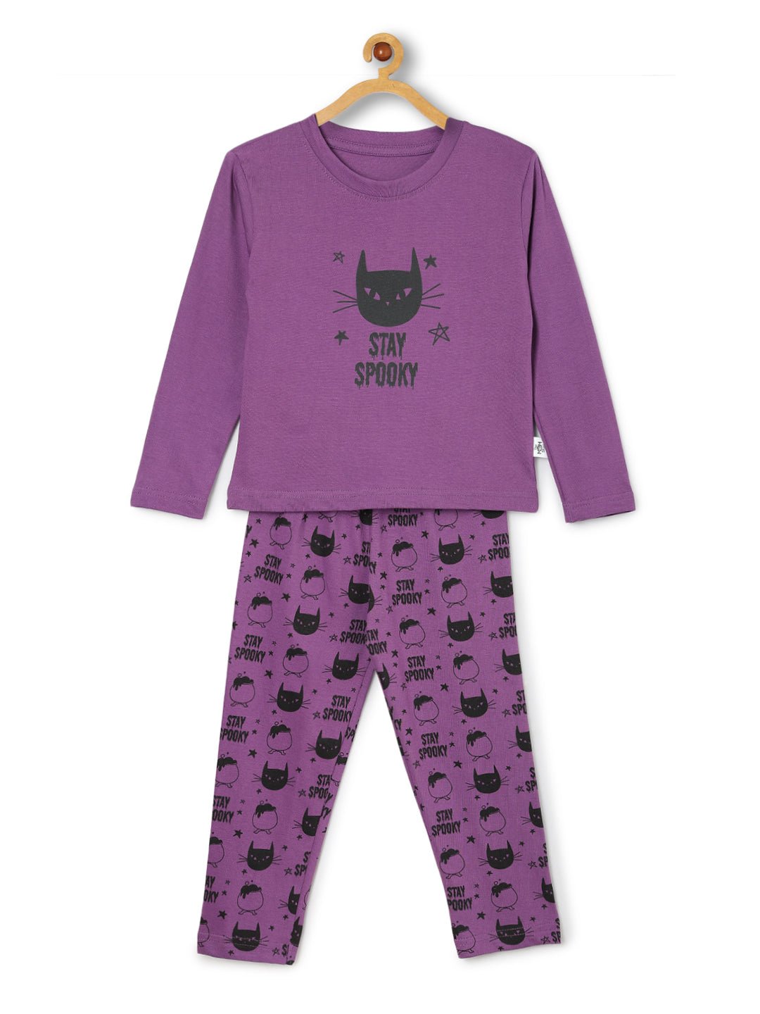  Purple Stay Spooky Pajama Nightsuit Set For Kids