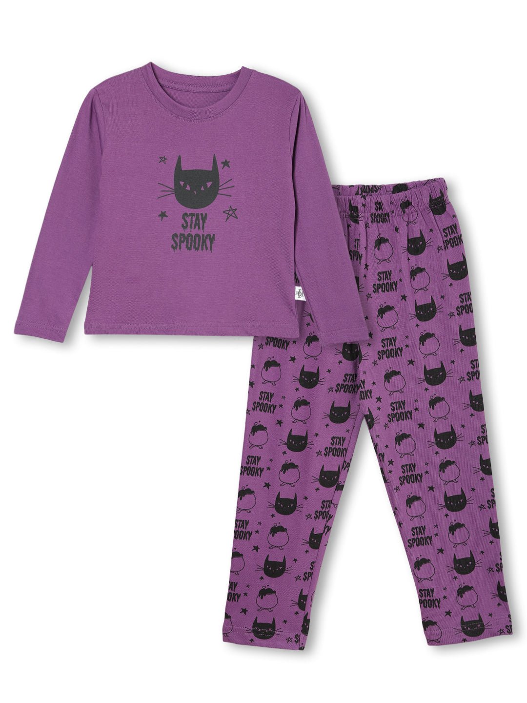  Purple Stay Spooky Pajama Nightsuit Set For Kids