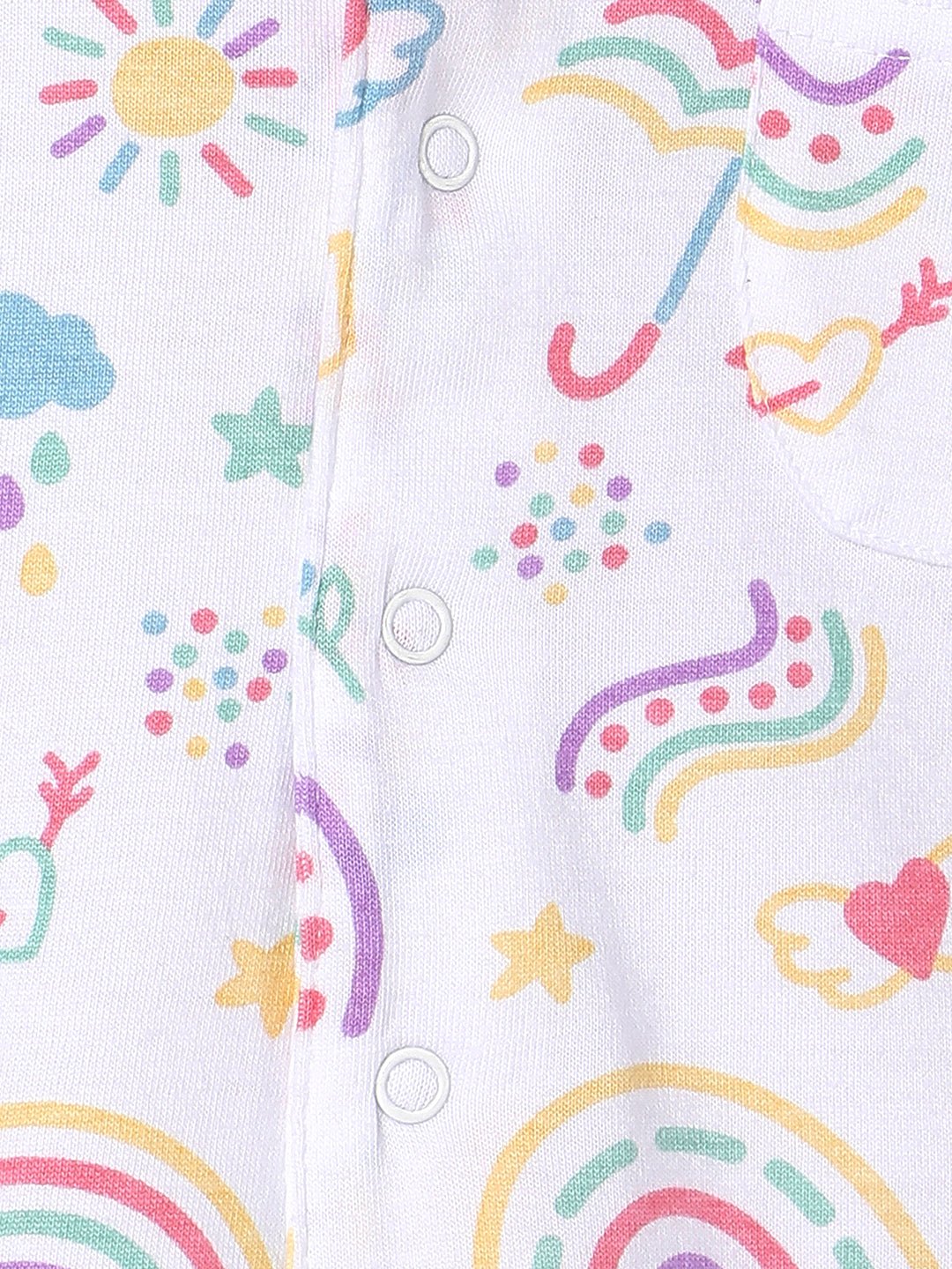  White Sunshine And Rainbows Pajama Nightsuit Set For Kids
