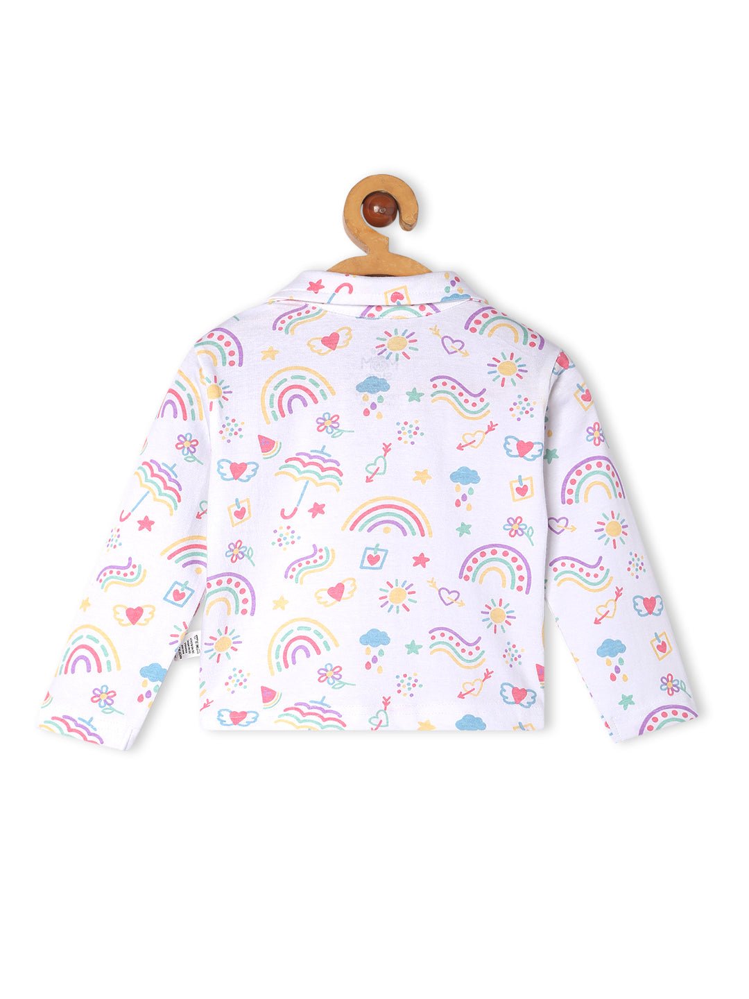  White Sunshine And Rainbows Pajama Nightsuit Set For Kids
