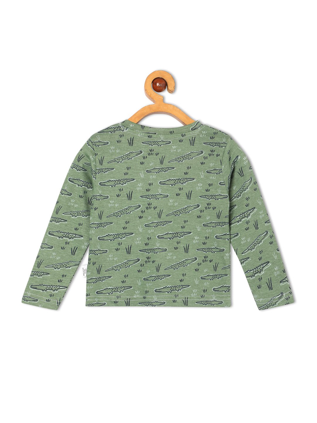 Green Alligator Printed Cotton Pajama Nightsuit Set For Kids