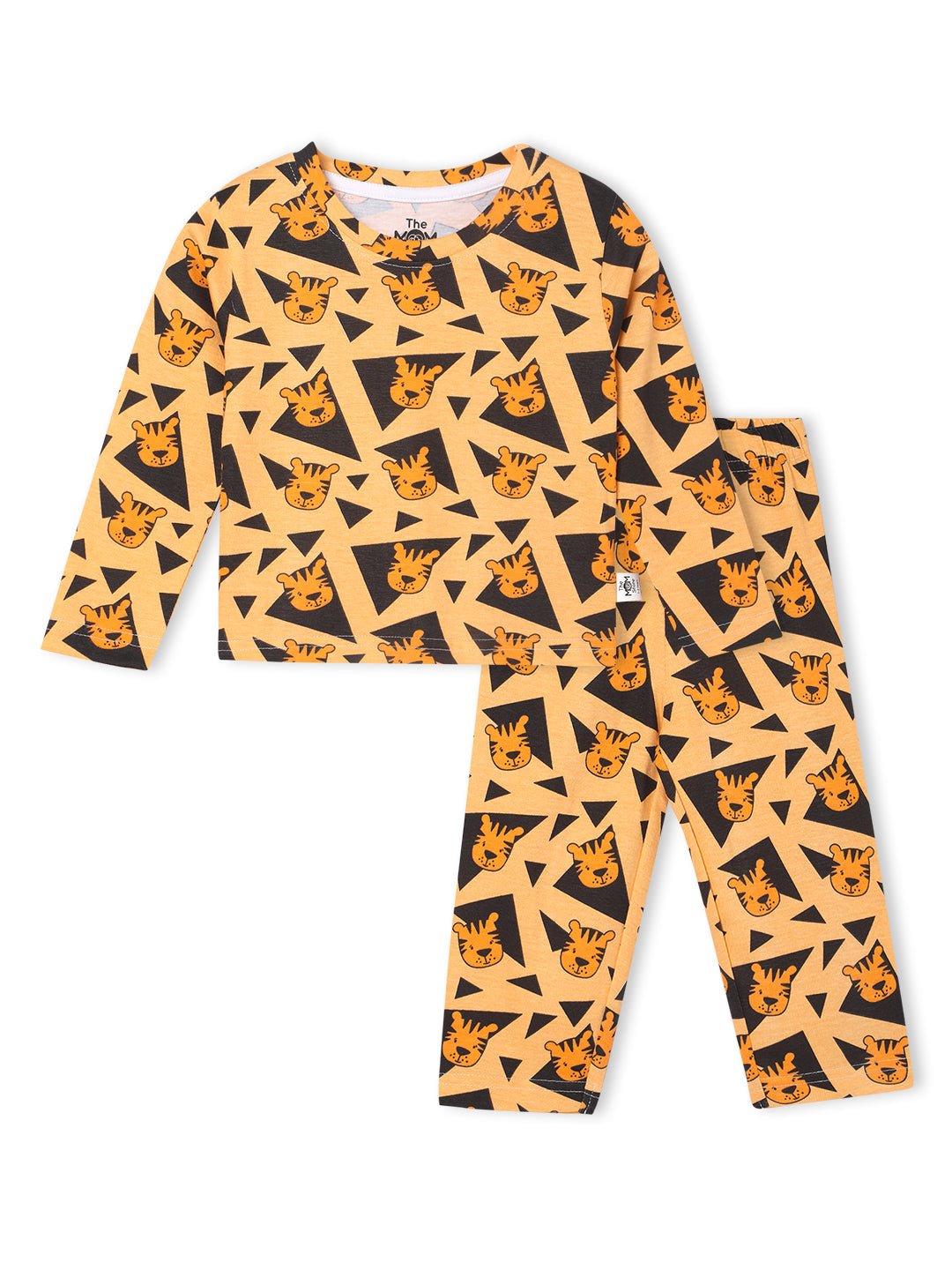 Orange Tiger Tales Printed Pajama Set For Kids