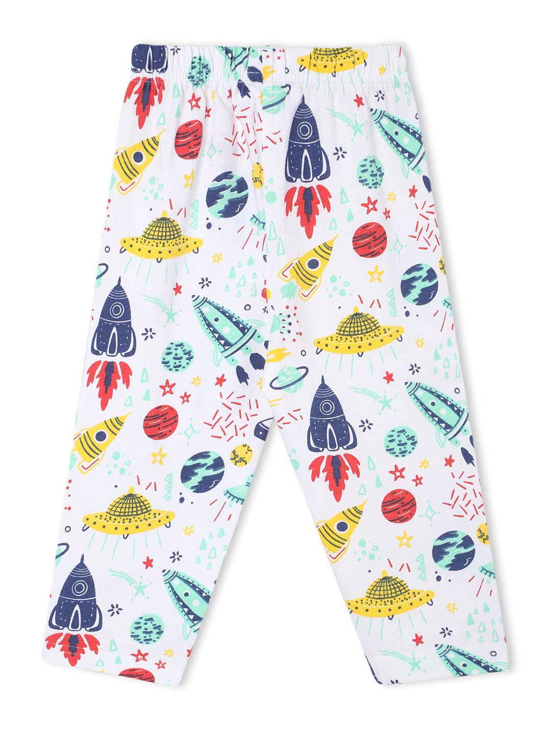 White Tour To The Space Pajama Nightsuit Set For Kids