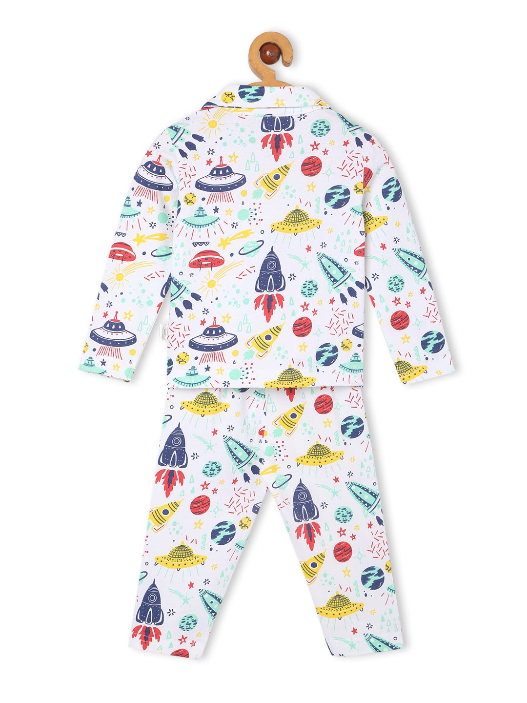 White Tour To The Space Pajama Nightsuit Set For Kids