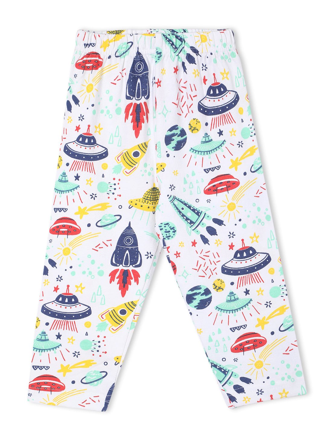 White Tour To The Space Pajama Nightsuit Set For Kids