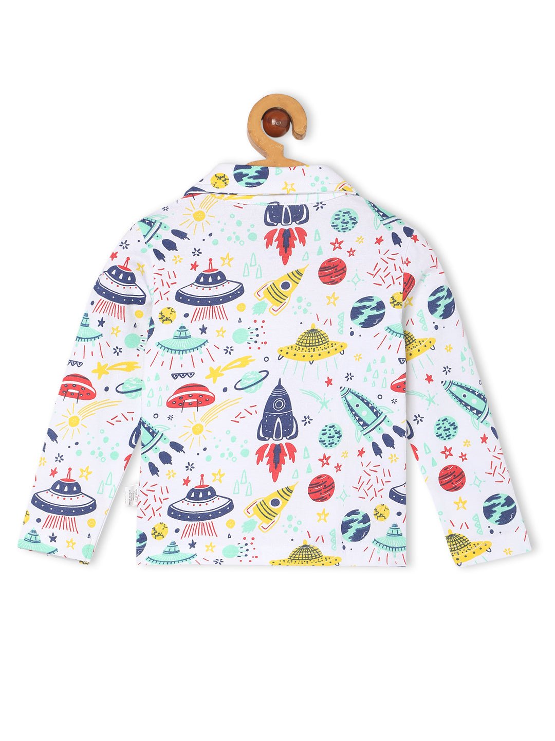 White Tour To The Space Pajama Nightsuit Set For Kids