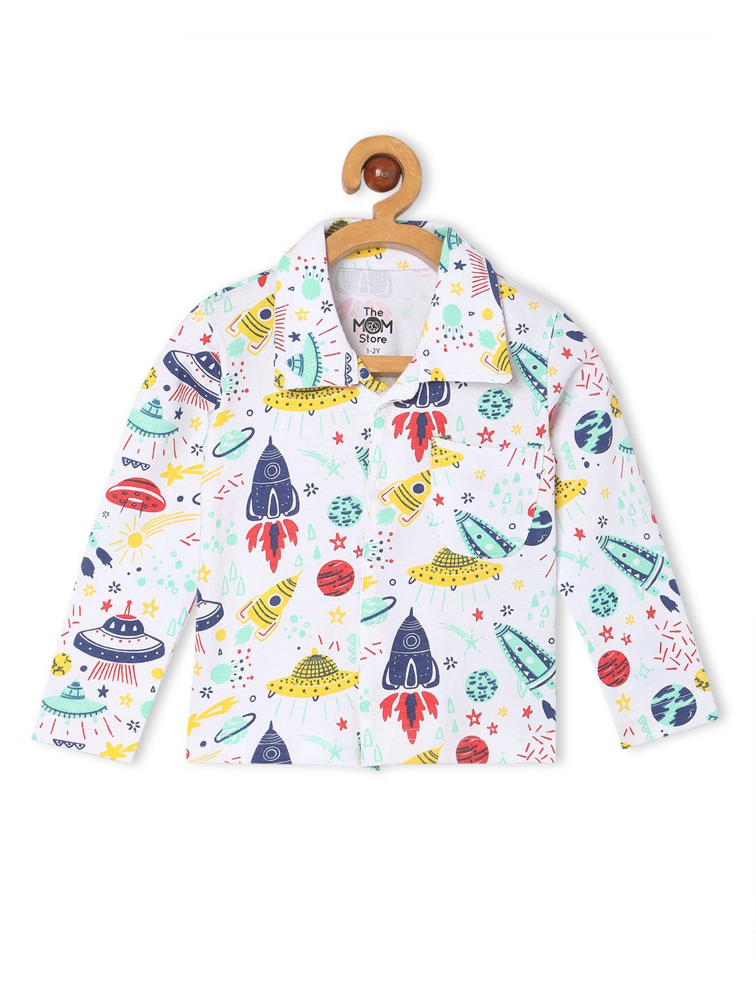 White Tour To The Space Pajama Nightsuit Set For Kids