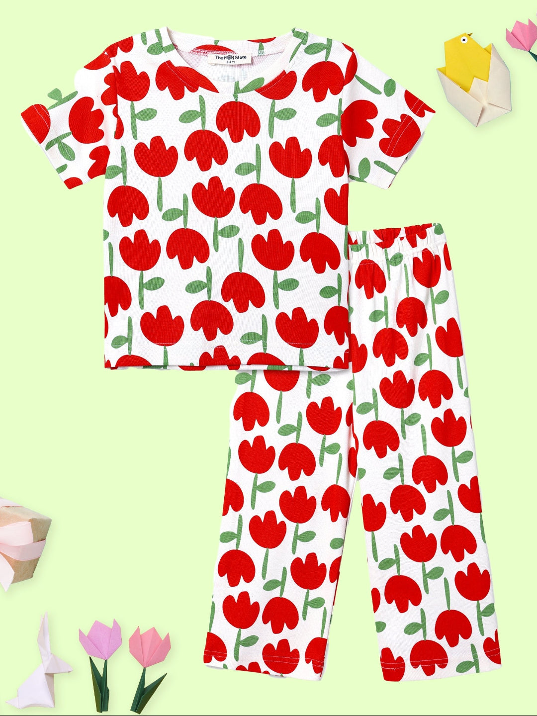 Multi Tulip Twinkle Pajama Set For Kids