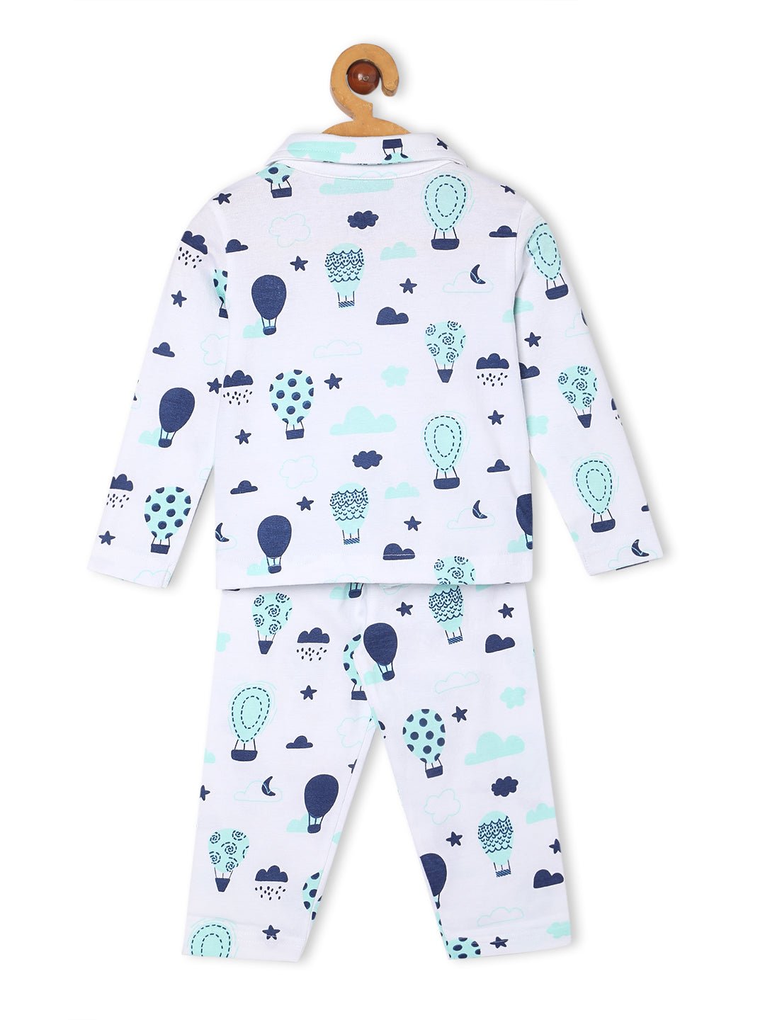 White Up In The Air Travel Pajama Set For Kids