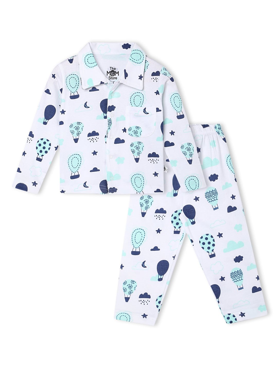 White Up In The Air Travel Pajama Set For Kids
