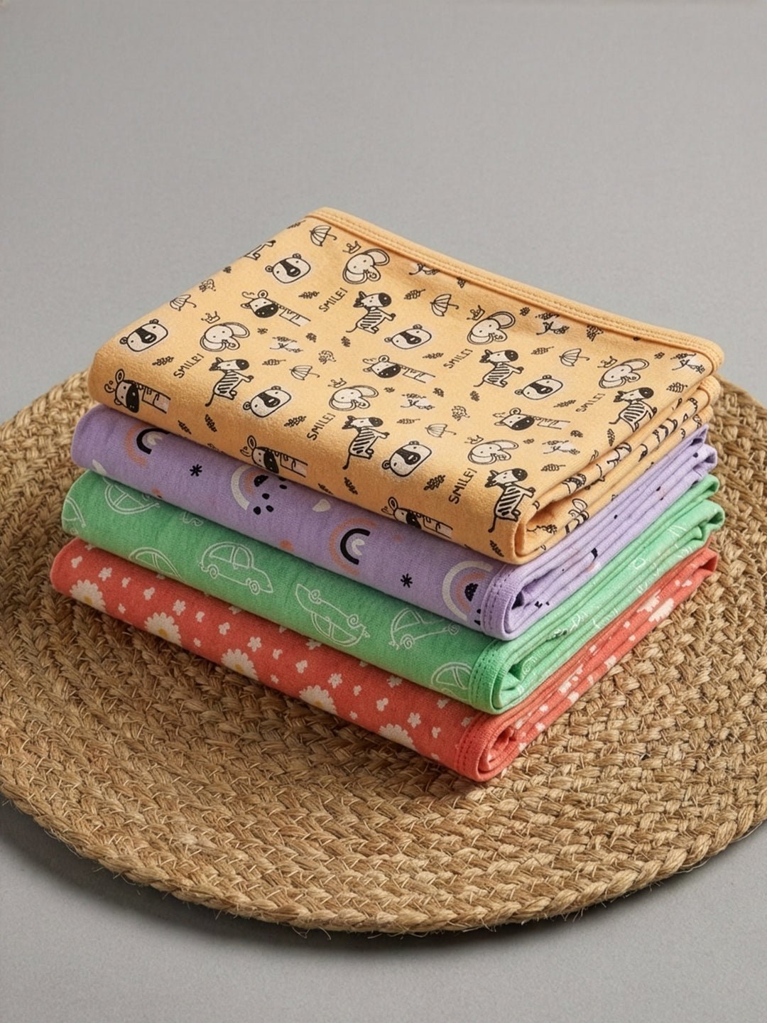 Combo Of 4 Kids Cotton Baby Burp Cloth Set