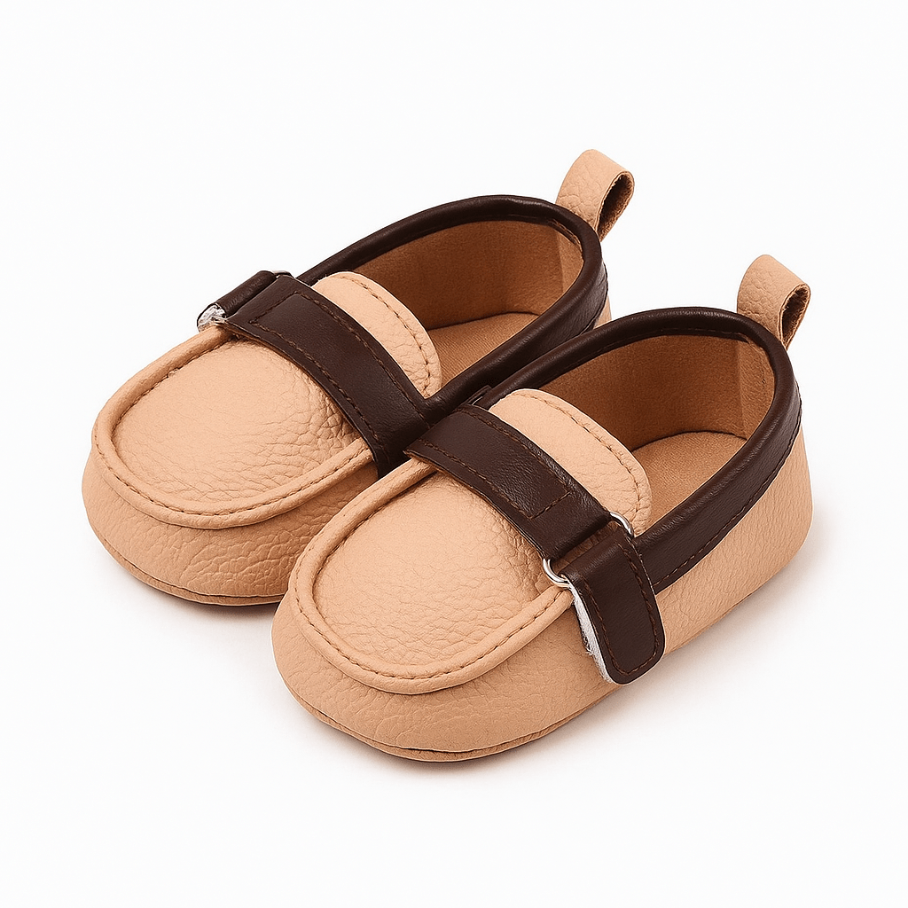 Baby Doe Beige and Brown Peterpan Prewalker Loafer
