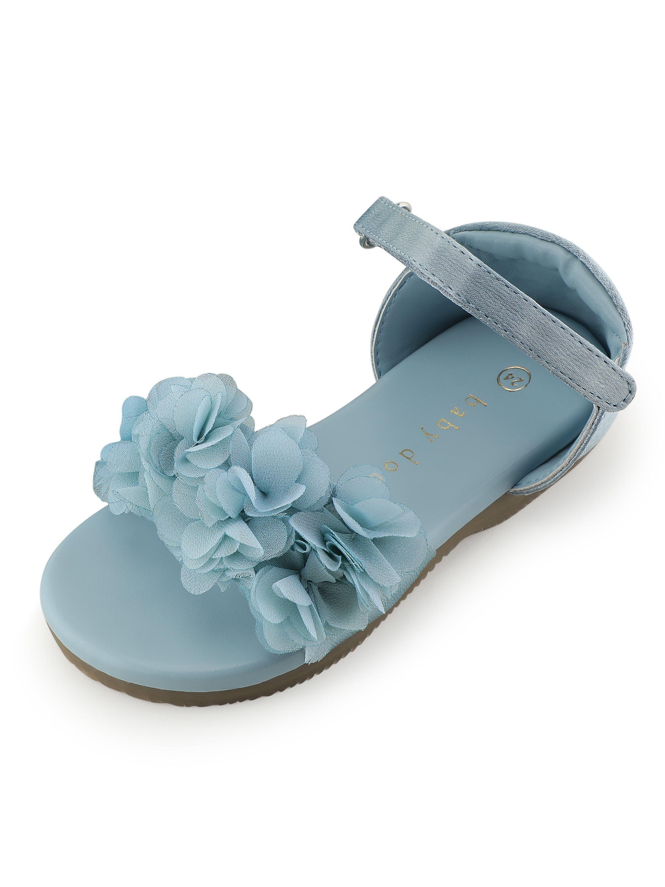 Baby Doe Blossom Blue Sandal With Handmade Flowers