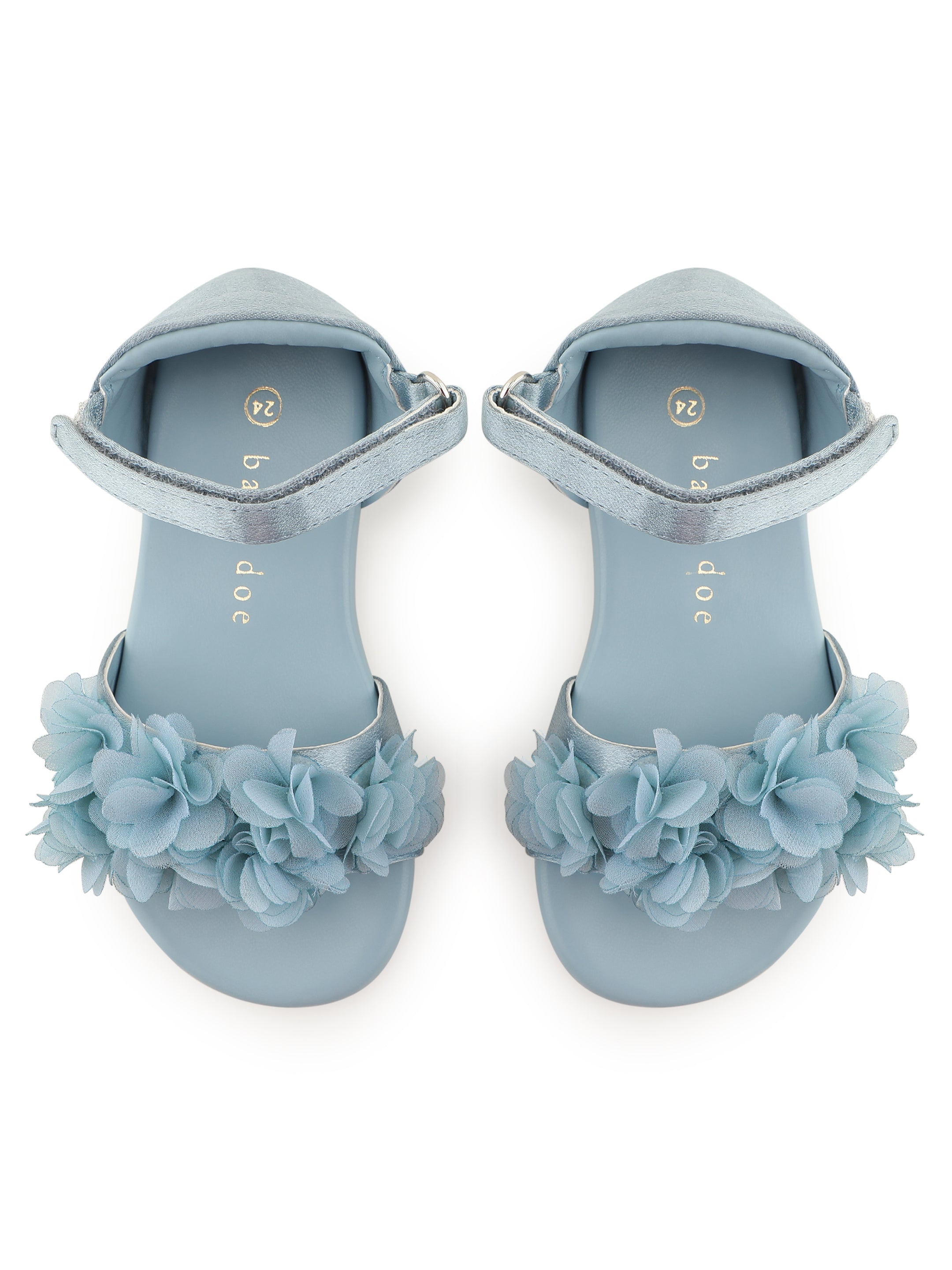 Baby Doe Blossom Blue Sandal With Handmade Flowers