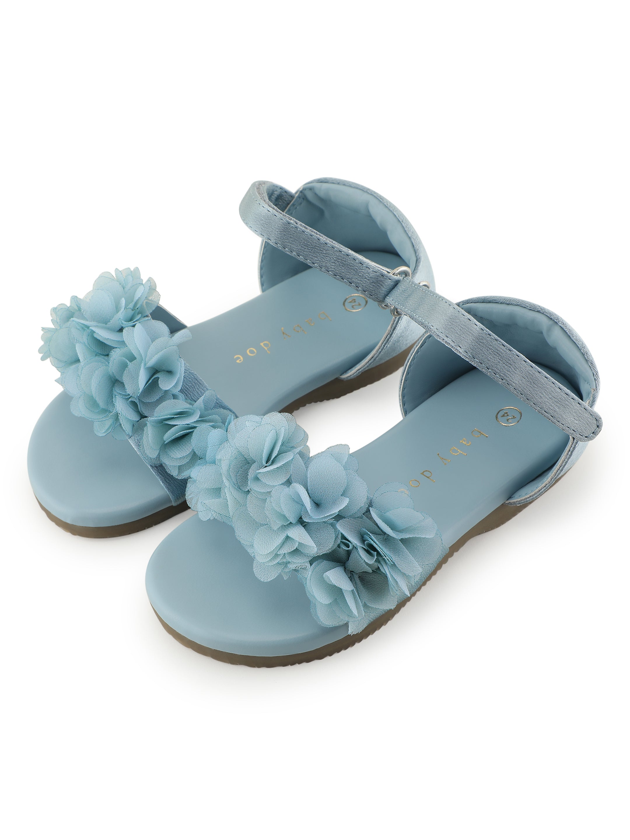 Baby Doe Blossom Blue Sandal With Handmade Flowers