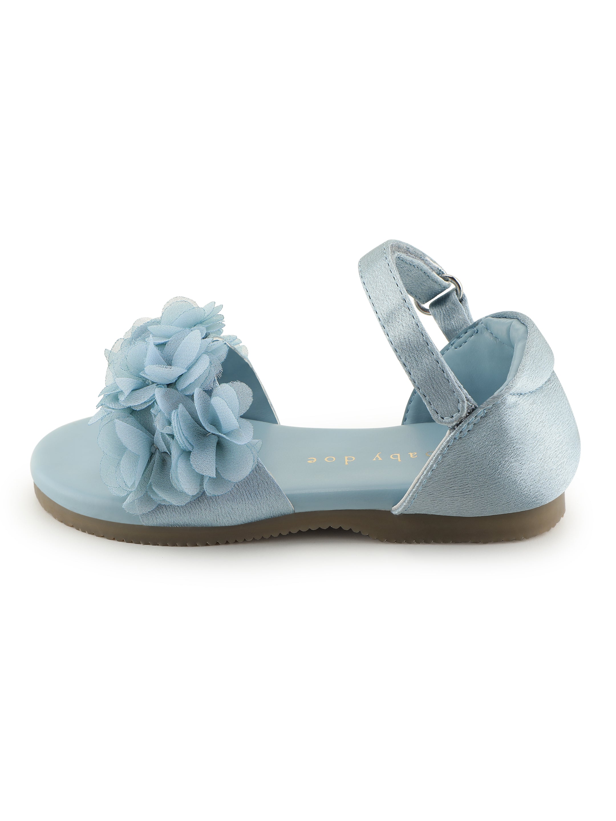 Baby Doe Blossom Blue Sandal With Handmade Flowers