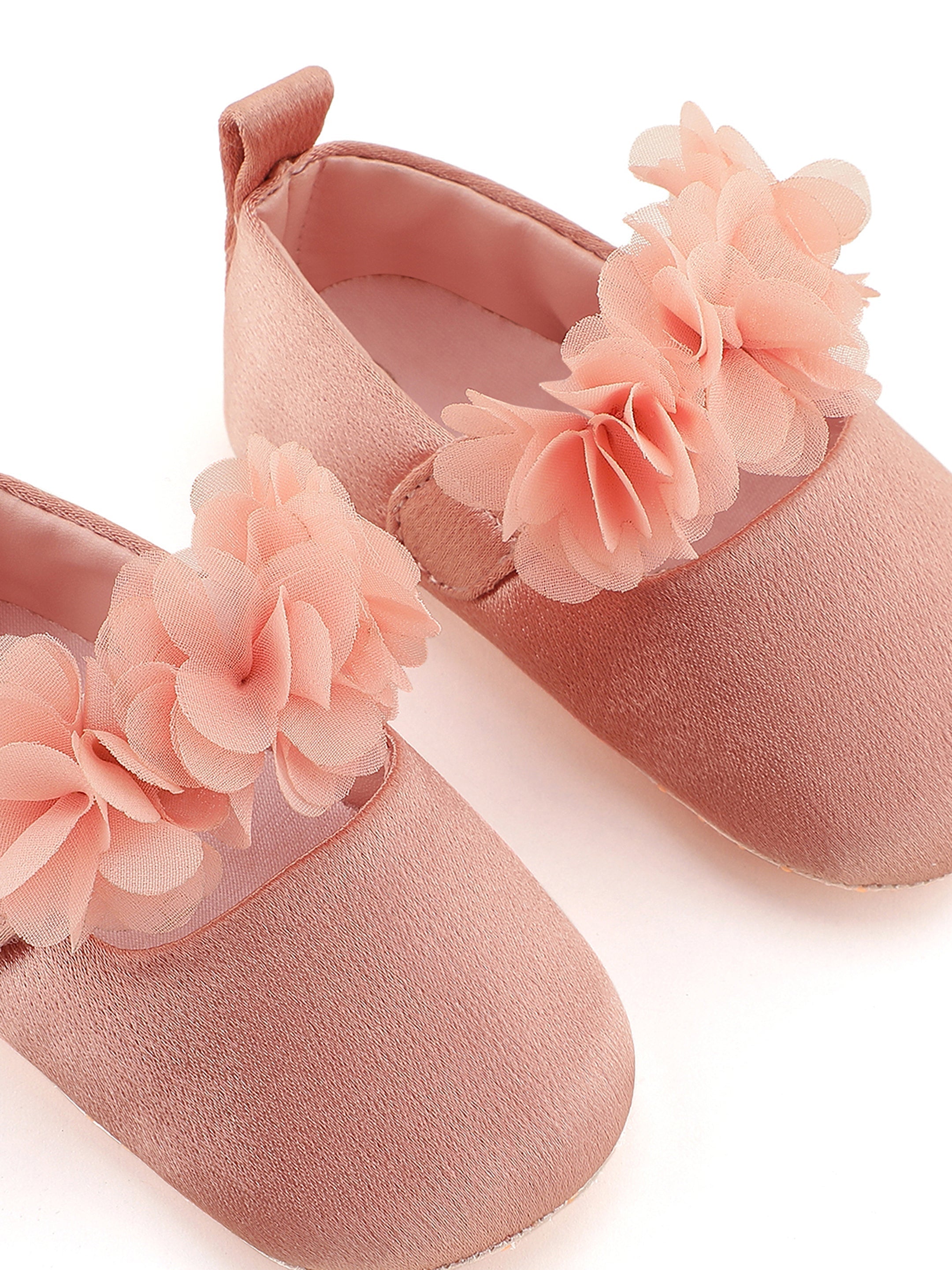 Baby Doe Blossom Pink Satin Flower Prewalker Ballerinas
