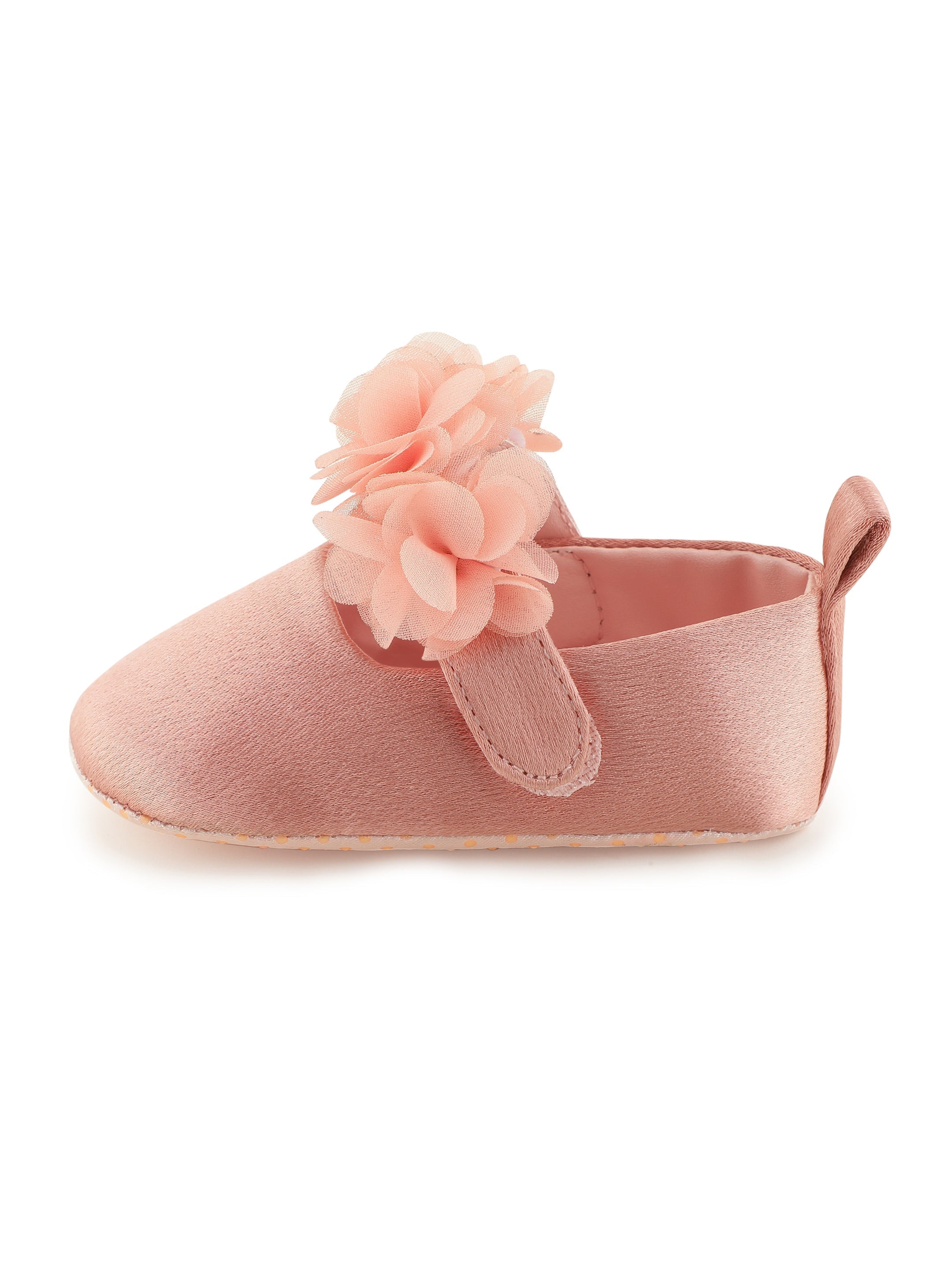 Baby Doe Blossom Pink Satin Flower Prewalker Ballerinas