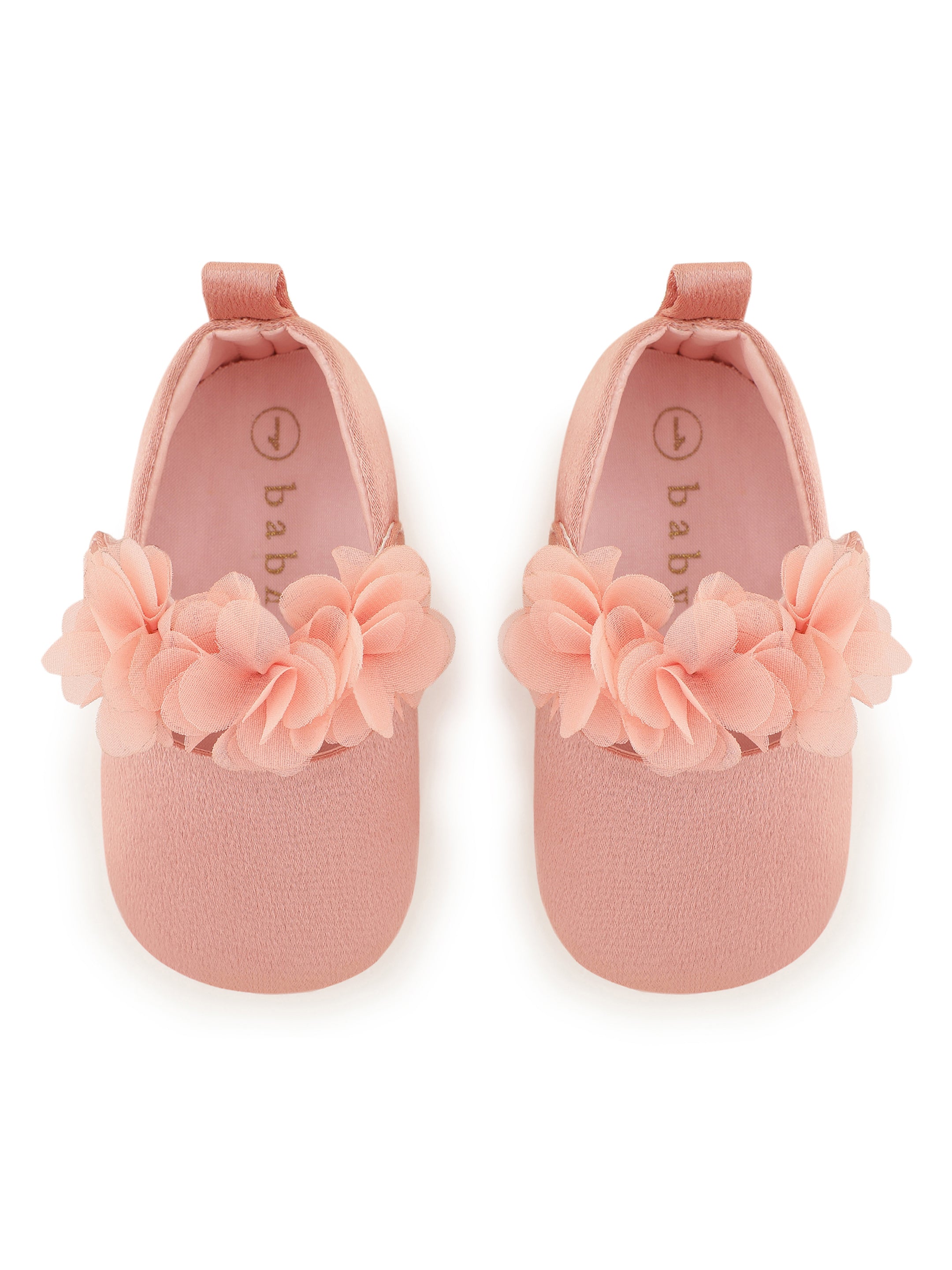 Baby Doe Blossom Pink Satin Flower Prewalker Ballerinas
